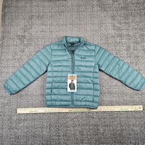 Eddie Bauer Boys Green Long Sleeve Down Packable Winter Puffer Jacket Size 6/7
